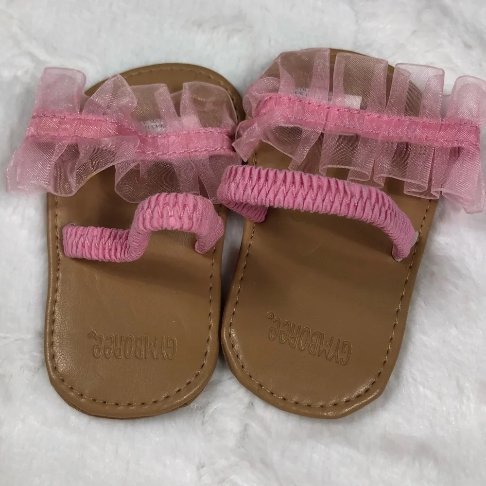 Gymboree Pink Tulle Flip Flops size 2 - Picture 8 of 11